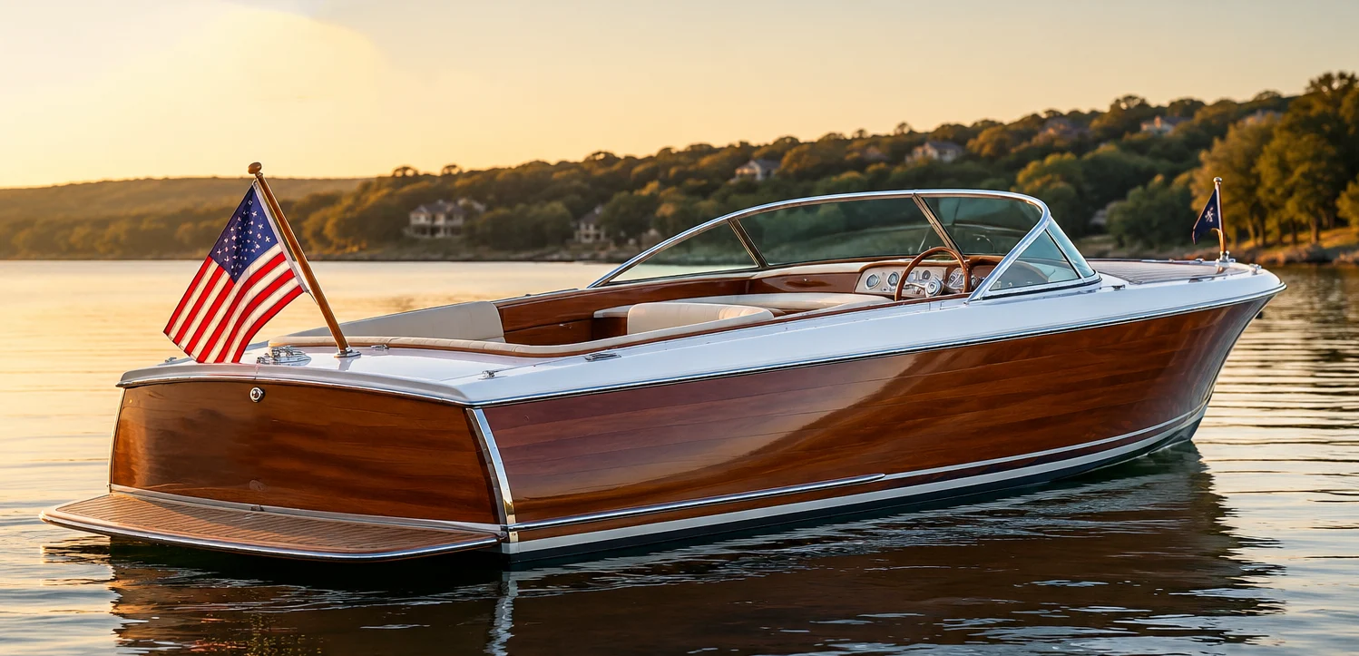 Runabout classique en bois avec pont en teck - Maritime Wood Products
