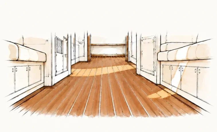 Representación de Pavimento Interior de Cabina - Maritime Wood Products